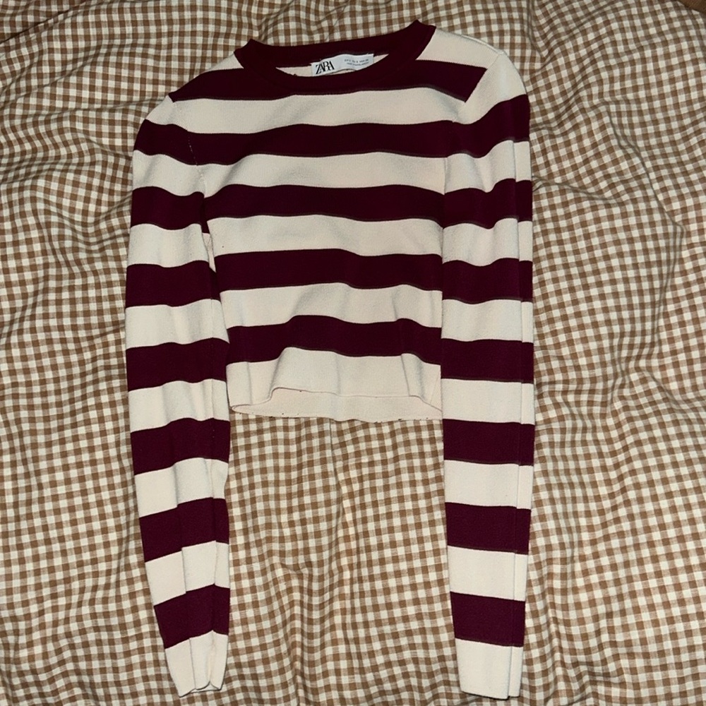 Zara Red/White Long Sleeve Top